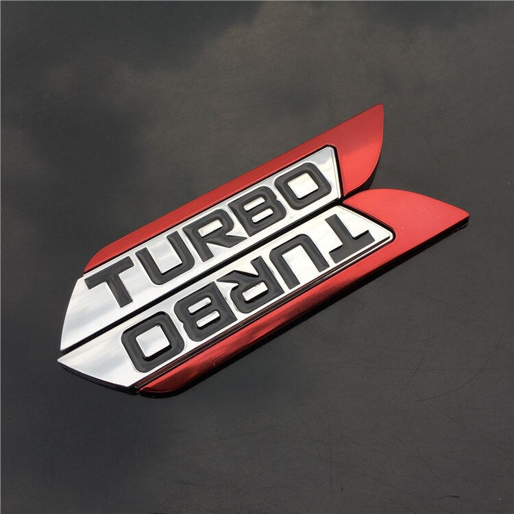 TURBO Emblem Chrome Metal Zinc Fender Trunk 3D Sticker for Cruze Geely BMW Benz Audi VW - larahd