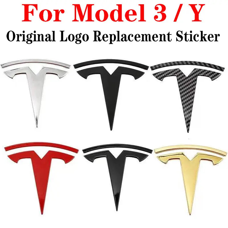 2pcs Tesla Metal Original Sticker For Model 3 Model Y Trunk Replace Emblem Stickers - larahd