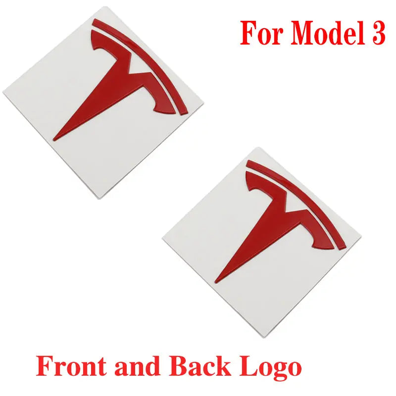 2pcs Tesla Metal Original Sticker For Model 3 Model Y Trunk Replace Emblem Stickers - larahd
