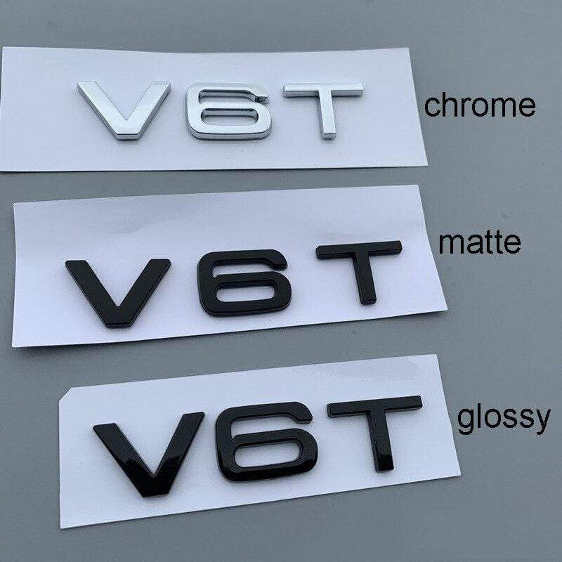 2Pcs V6T V8T V10 W12 Emblem for Audi A4L A5 A6L A7 A8L TT RS7 SQ5 Car Styling Fender Side Rear Trunk Badge Sticker - larahd