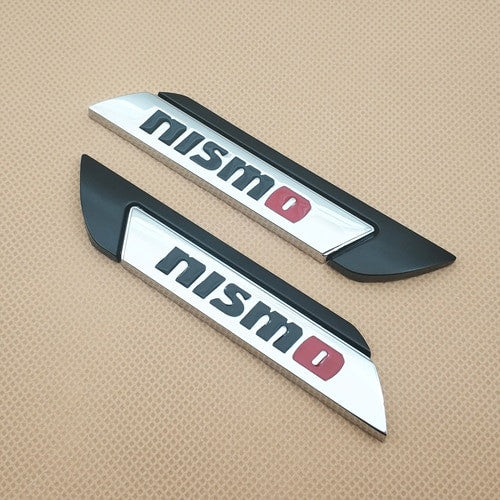 2pcs 3D Metal Badge Chrome Car Door NISMO Emblem Side Fender GTR Sport - larahd