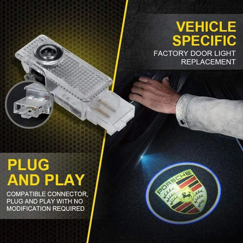 2PCS LED Car Laser Projector HD Welcome Door Trim Lights compatible For Porsche - larahd