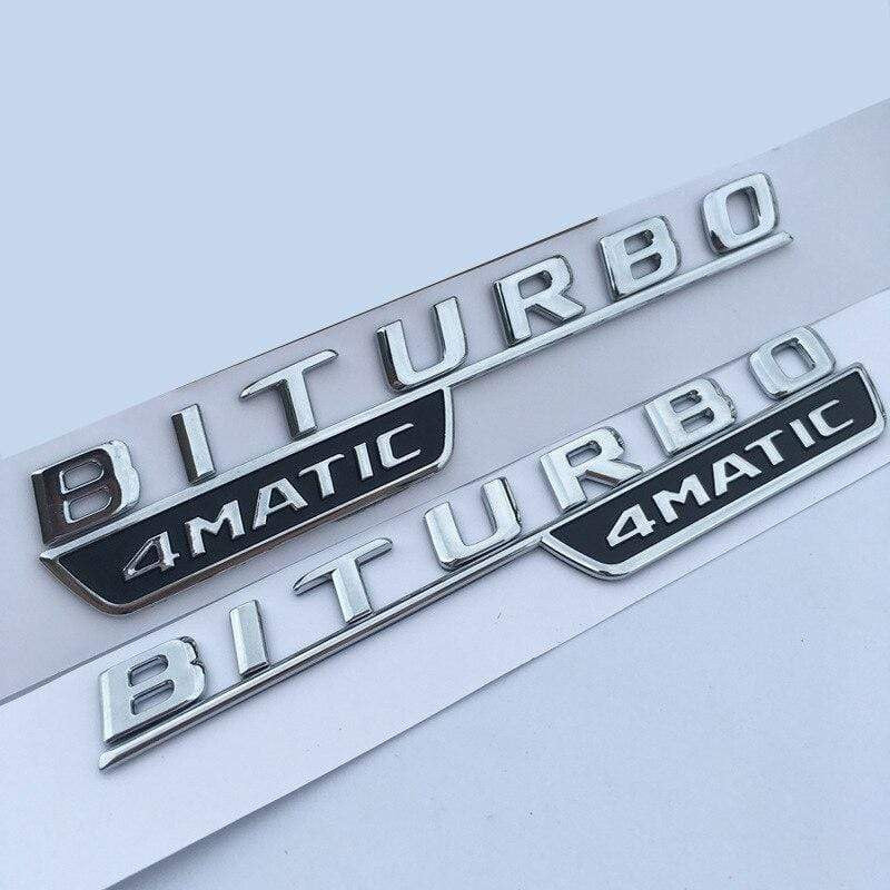 2017 Letter Emblem for Mercedes Benz amg BITURBO 4MATIC+ Red Plus Car Styling Fender Badge Doulbe Turbo Sticker Chrome Black Red - larahd