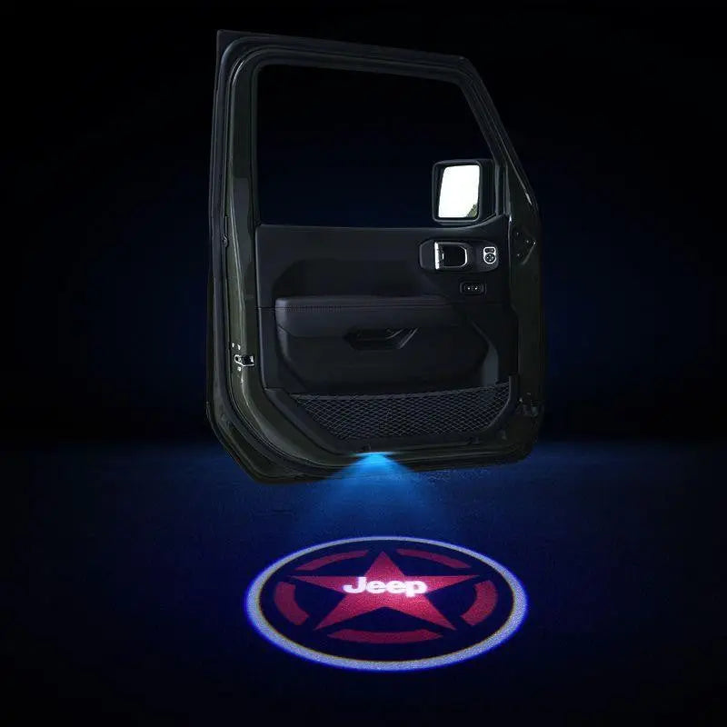 2pcs LED Car Door Courtesy Projector Laser Ghost Shadow Light For JEEP Logo - larahd
