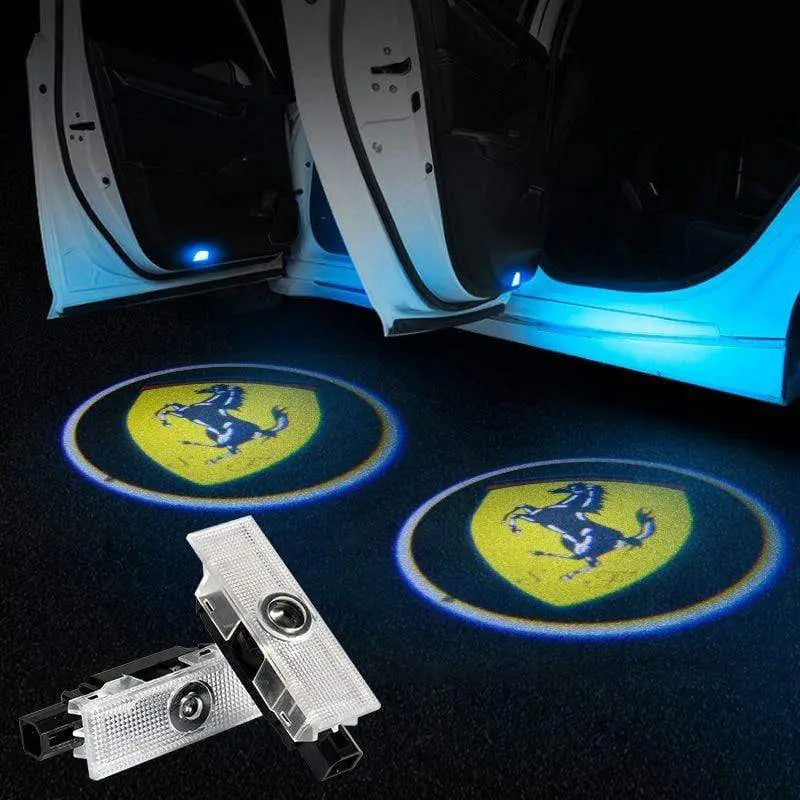 2pcs Door Logo Light LED Laser Projector Step Courtesy Welcome Ghost FOR Ferrari - larahd