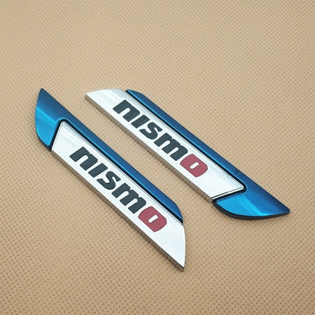 2pcs 3D Metal Badge Chrome Car Door NISMO Emblem Side Fender GTR Sport - larahd