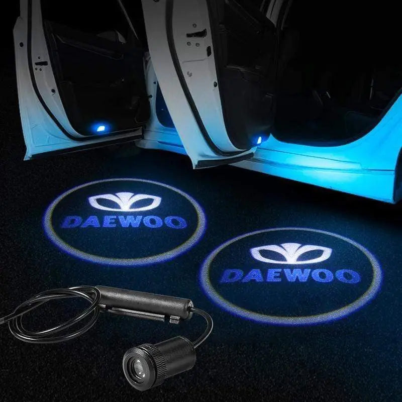 2pcs LED Car Door Courtesy Projector Laser Ghost Shadow Light For Daewoo Logo - larahd