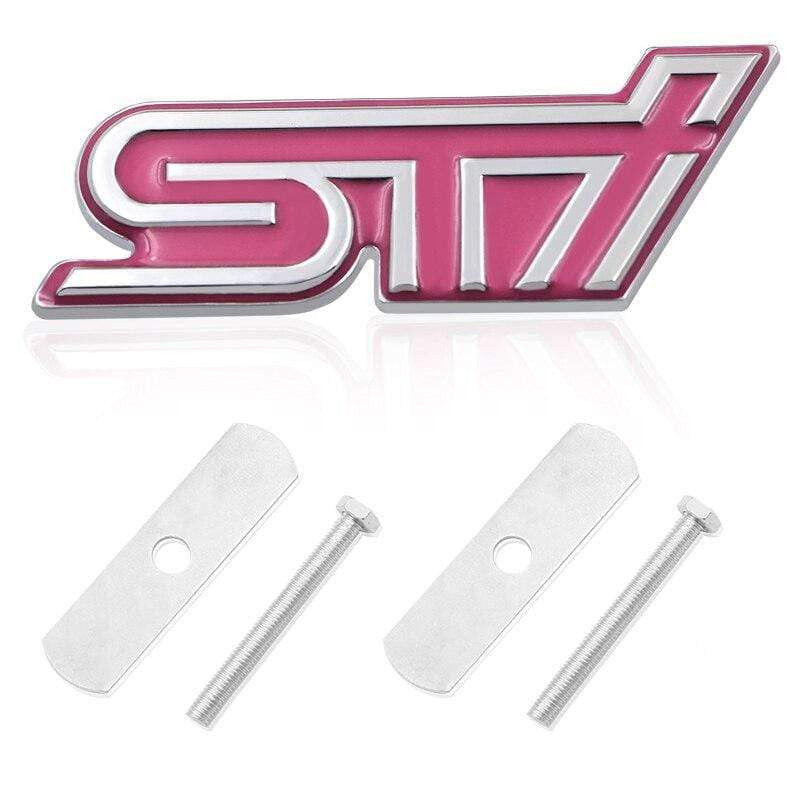 1pcs Car Styling 3D Metal STI Front Grille Sticker Emblem Badge For Subaru Legacy Forester Outback Impreza STI Car Accessories - larahd