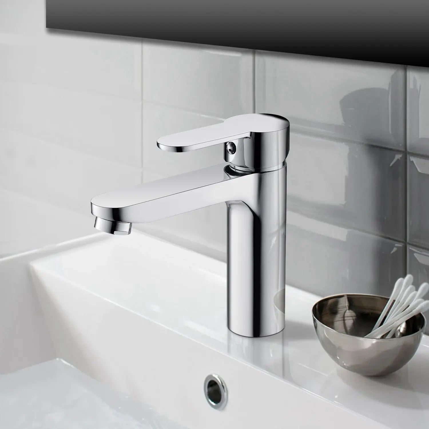 Single Hole Single-Handle Stainless Steel Bathroom Faucet in contemporary design - larahd
