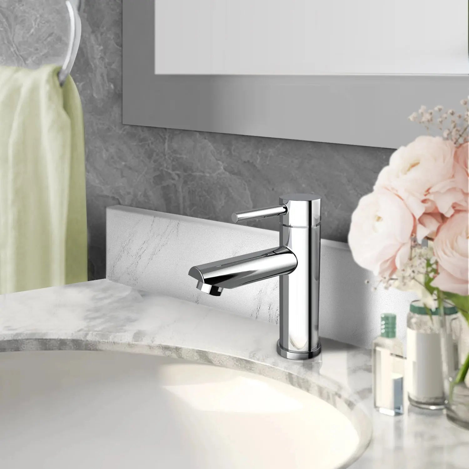 Single-Handle Single-Hole Deck Mount Bathroom Vanity Faucet - larahd