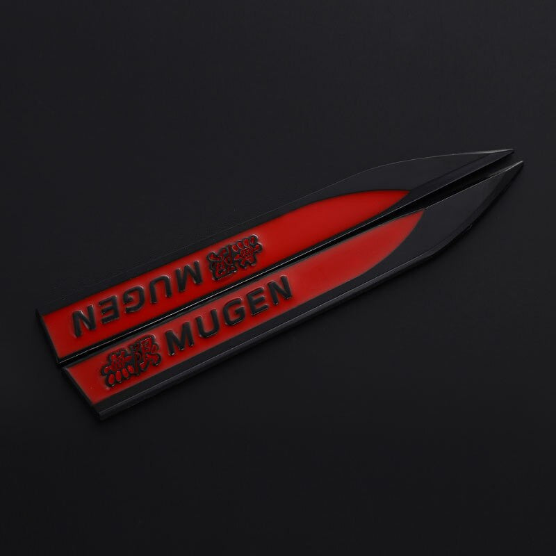 1Pair Metal Stickers Emblem Trunk Badge Decals for Honda Mugen Power - larahd