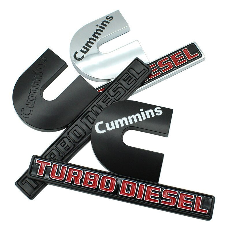 2PCS Metal Cummins Turbo Diesel Fender Emblems Badges Sticker For MOPAR Dodge RAM 3500 2500 - larahd