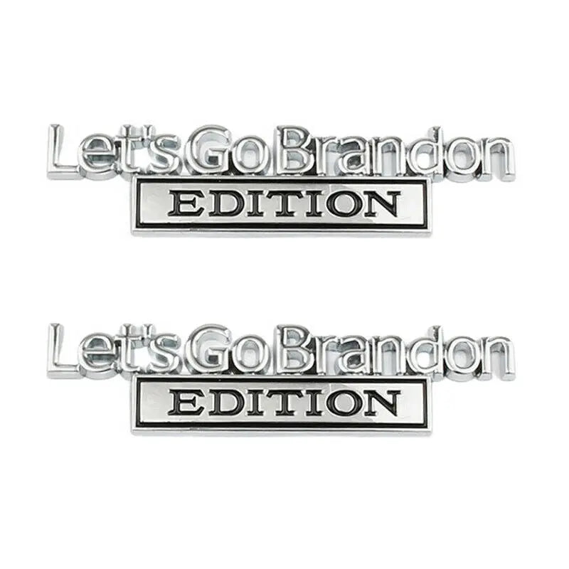 2x Lets Go Brandon Edition Car Emblem Fender Trunk Tailgate Metal Badge Sticker - larahd