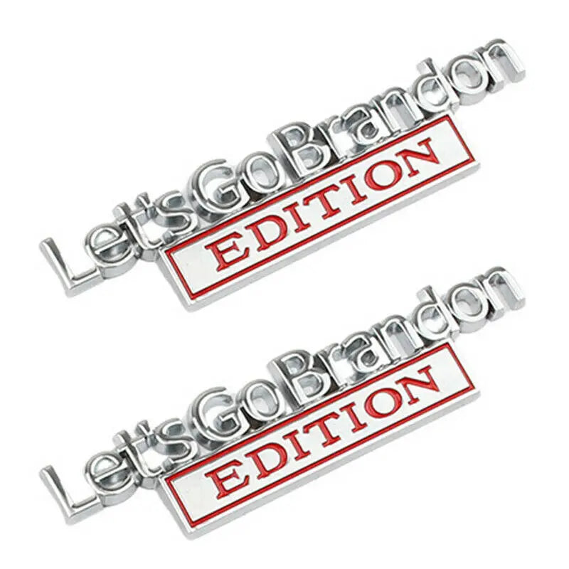 2x Lets Go Brandon Edition Car Emblem Fender Trunk Tailgate Metal Badge Sticker - larahd