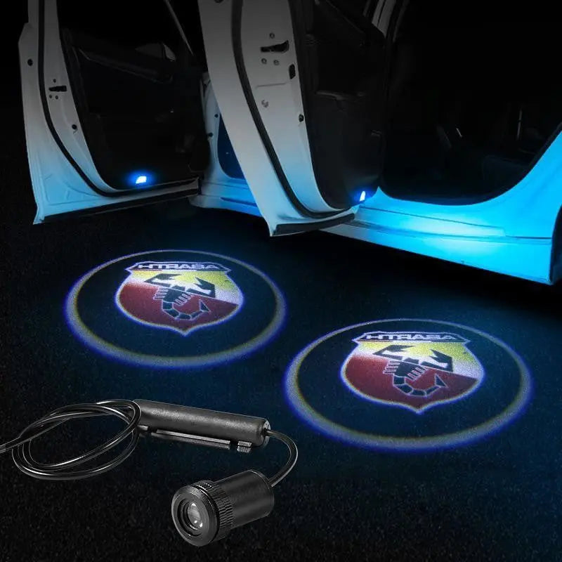 2pcs LED Car Door Courtesy Projector Laser Ghost Shadow Light For Abarth Logo - larahd