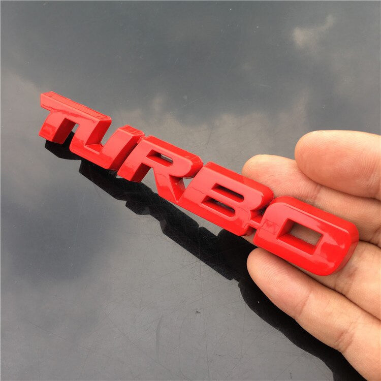 TURBO Emblem Chrome Metal Zinc Fender Trunk 3D Sticker for Cruze Geely BMW Benz Audi VW - larahd