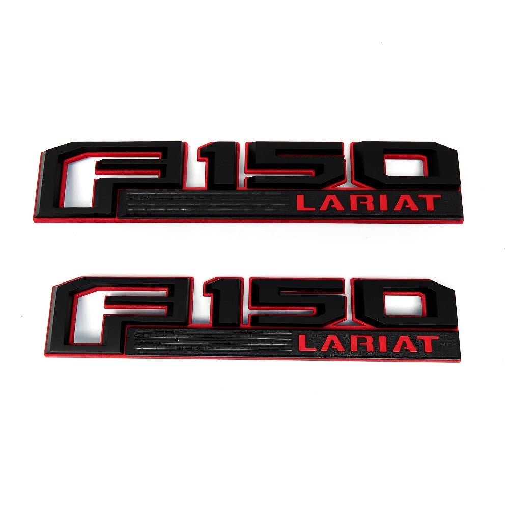 2pcs Ford F150 F150 LARIAT LIMITED PLATINUM XLT Fender Emblems Drivers Side Rear Sticker - larahd