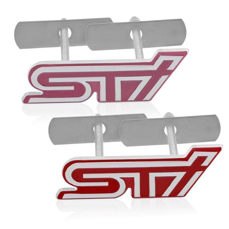 1pcs Car Styling 3D Metal STI Front Grille Sticker Emblem Badge For Subaru Legacy Forester Outback Impreza STI Car Accessories - larahd