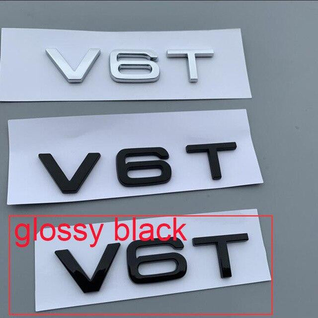 2Pcs V6T V8T V10 W12 Emblem for Audi A4L A5 A6L A7 A8L TT RS7 SQ5 Car Styling Fender Side Rear Trunk Badge Sticker - larahd
